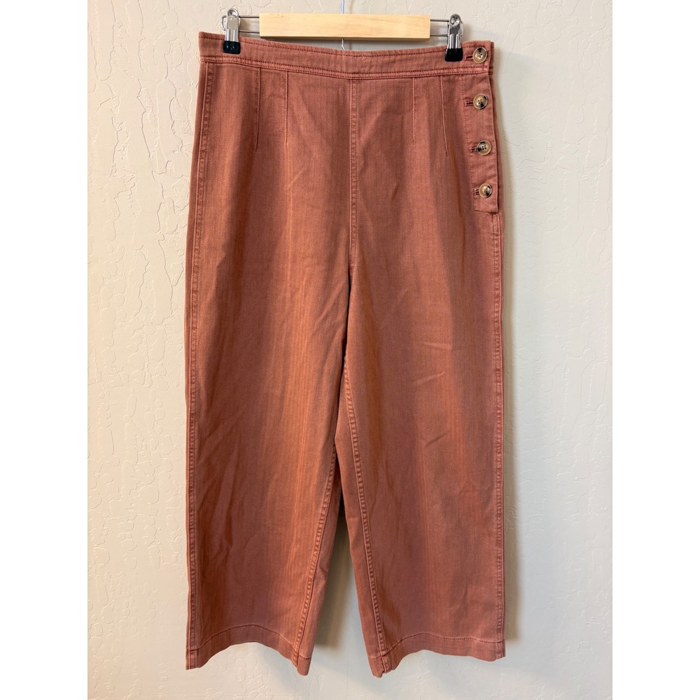 Free People Clean Mod Utility Crop Wide Leg Pant Mauve‎ Brown Size 10